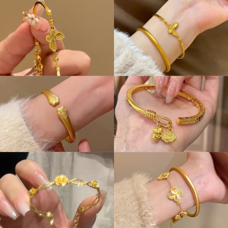 สร้อยข้อมือผีเสื้อสีทองแสงหรูหราซอกออกแบบประณีตเครื่องประดับมือหวานสร้อยข้อมืออเนกประสงค์
