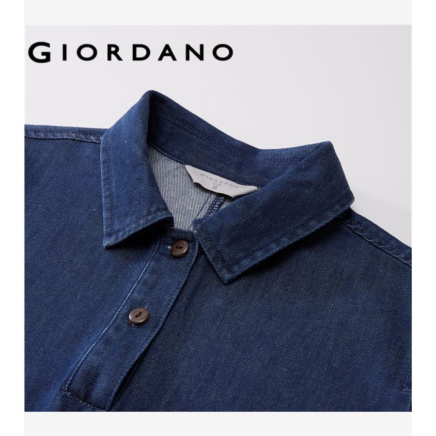 GIORDANO WOMEN Cooling half placket denim dress 13466276 ราคา ถูกที่สุด ดีลบีเคเค แกลเลอรีภาพที่ 4