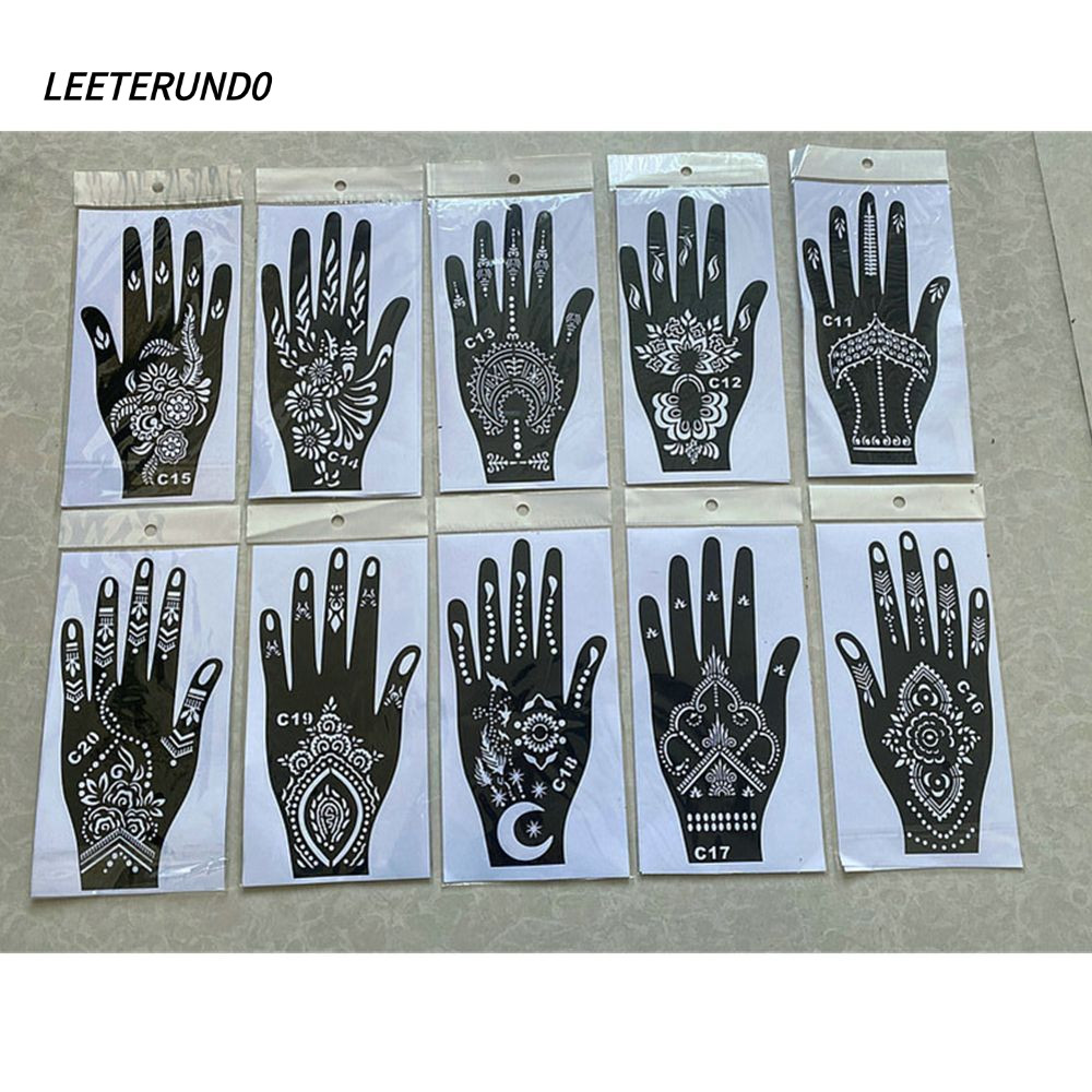 LEETERUND0 Tattoo Stencils Arm Leg Feet Airbrush Face Paints India Henna Kit