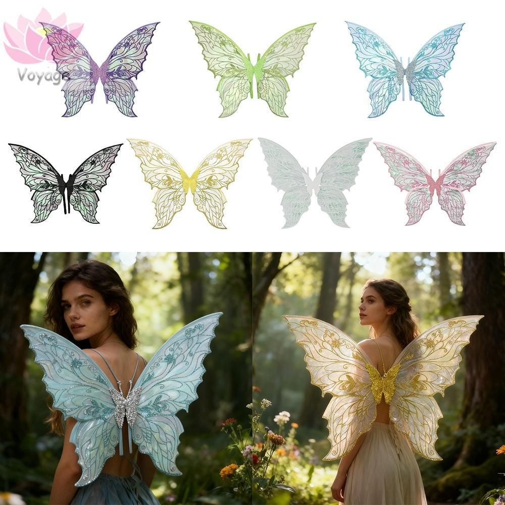 VOYAOYAGE Angel Wings, Princess Angel Wing Sparkling Fairy Wings, Cute Organza Dress UP Butterfly Wi