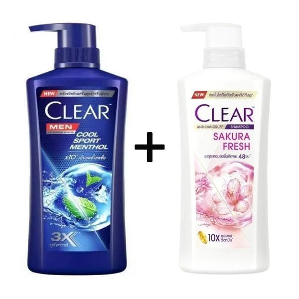 CLEAR ซื้อ 1 แถม 1COD แพ็คคู่สุดคุ้ม เคลียร์ แชมพู ขจัดรังแค สูตรเย็น หัวปัม Cl EAR Anti Dandruff Clear Men ขนาด 370 มล.