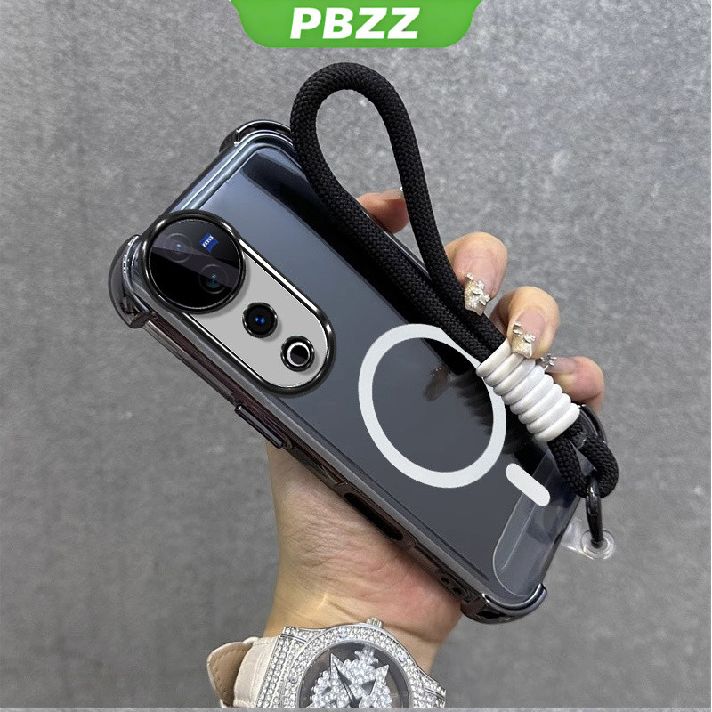 PBZZ เคสสําหรับ VIVO V50 LITE V40 PRO 5G 2024 VIVO V40 V50 5G เคสโทรศัพท์ Softcase ซิลิโคนกันกระแทกออกแบบใหม่ความงามแม่เหล็กไร้สายพร้อมเชือกเส้นเล็ก SJSTBSWX01