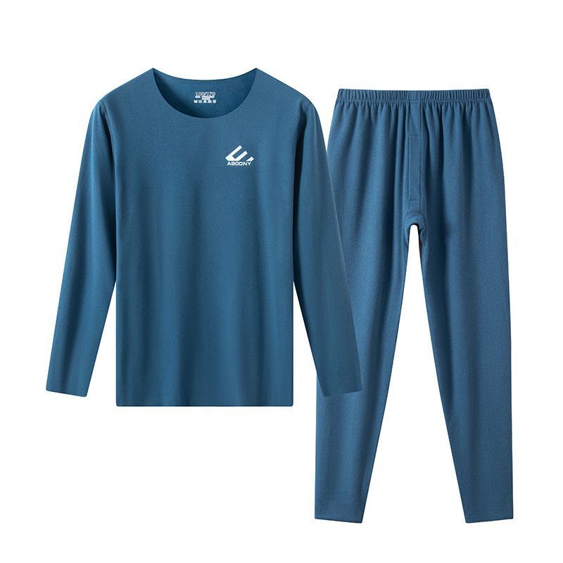 Blue Youth Mark Color Warm Winter Suit German cod Velvet Deformation Double-Sided Light Blue ชุดชั้น