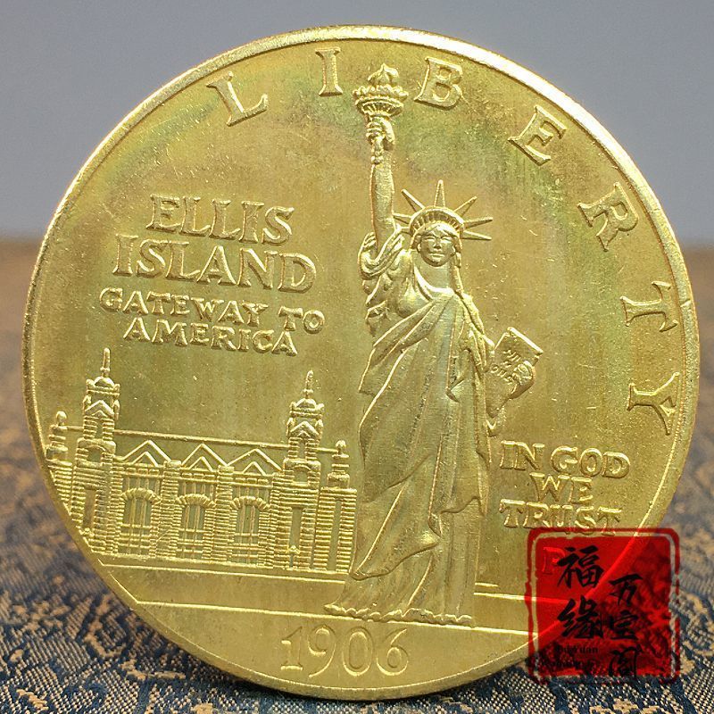 ** คอลเลกชันหายาก 1906 รูปปั้นต่างประเทศของ Liberty Gilt Coins Collection Station ต่างประเทศเหรียญทอ