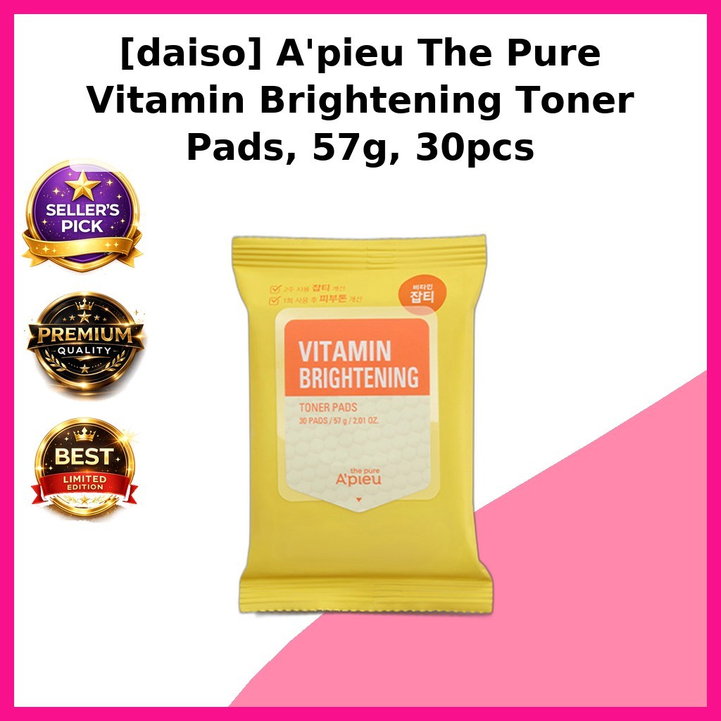 [daiso] Apieu The Pure Vitamin Brightening Toner Pads, 57g, 30pcs / Korean Toner Pads by ONYU GLOBAL