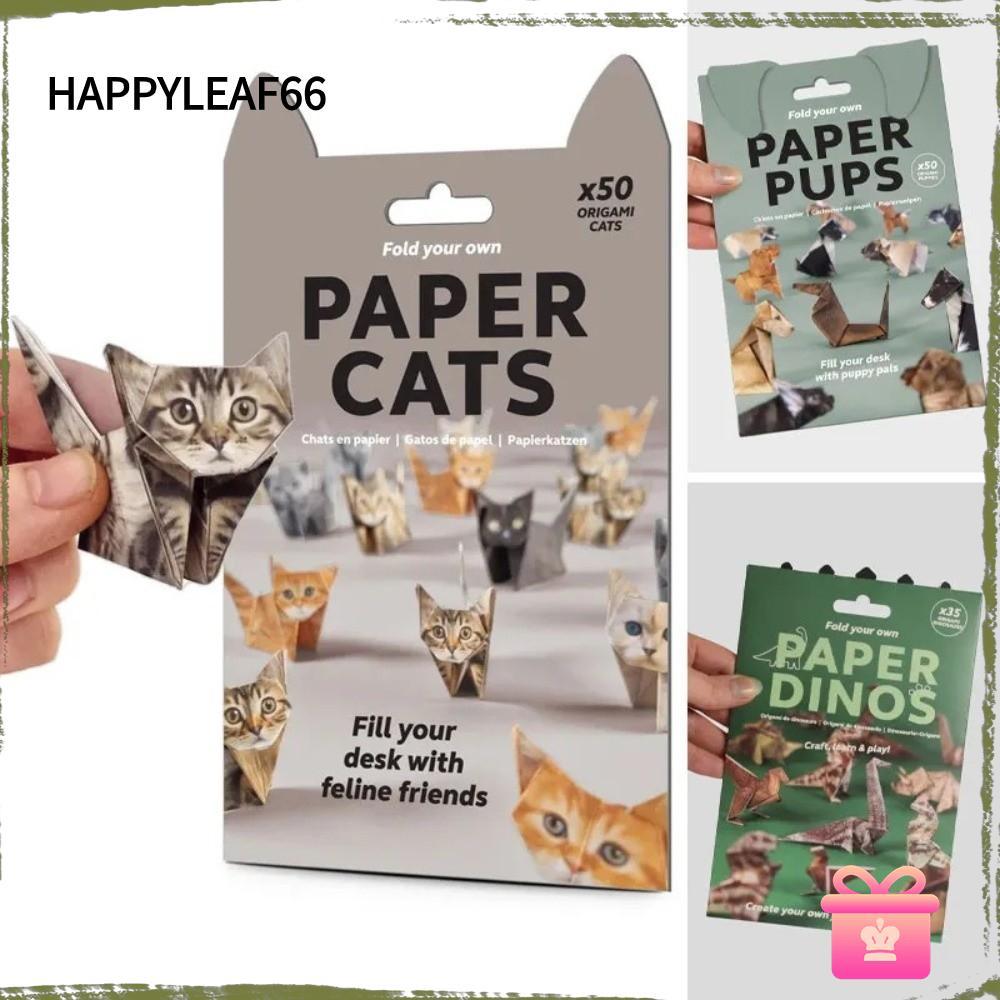 HAPPYLEAF66 DIY กระดาษแมวชุด,ทําด้วยมือสร้างสรรค์น่ารักลูกแมว Origami Papercraft ชุด,ตกแต่งโต๊ะคนรักแมวพับตัวเลขแมวน่ารัก
