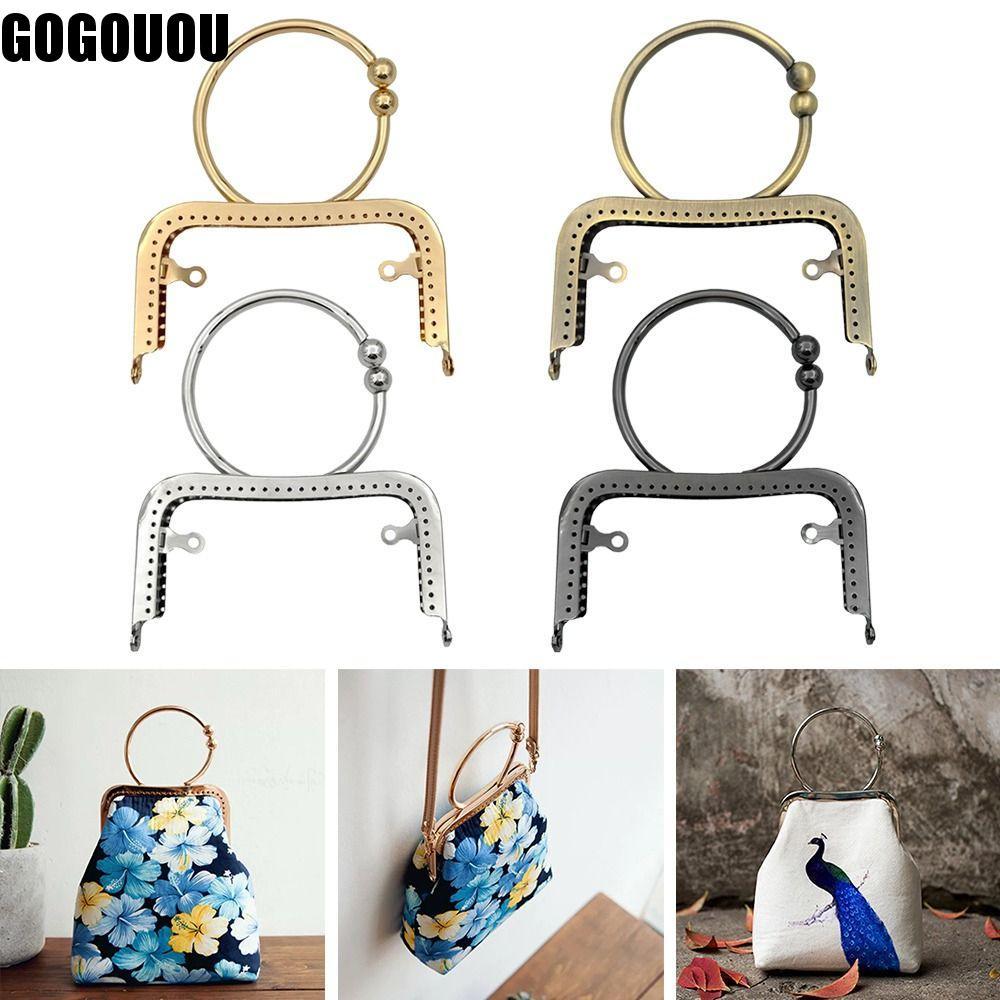 GOGOOU Purse Frame Kiss Clasp, Metal Vintage Purse Clasp Frame, Mini Bag Hardware Bag Frame Buckle B