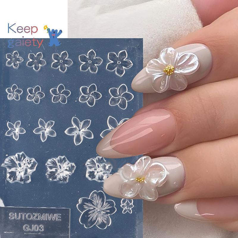 [Kpt-t] Handmade Diy Frangipani ซิลิโคนเล็บแม่พิมพ์สําหรับเล็บดอกไม้แฟชั่นออกแบบเล็บ Mould เทมเพลตโปร่งใสสูง [ใหม่]