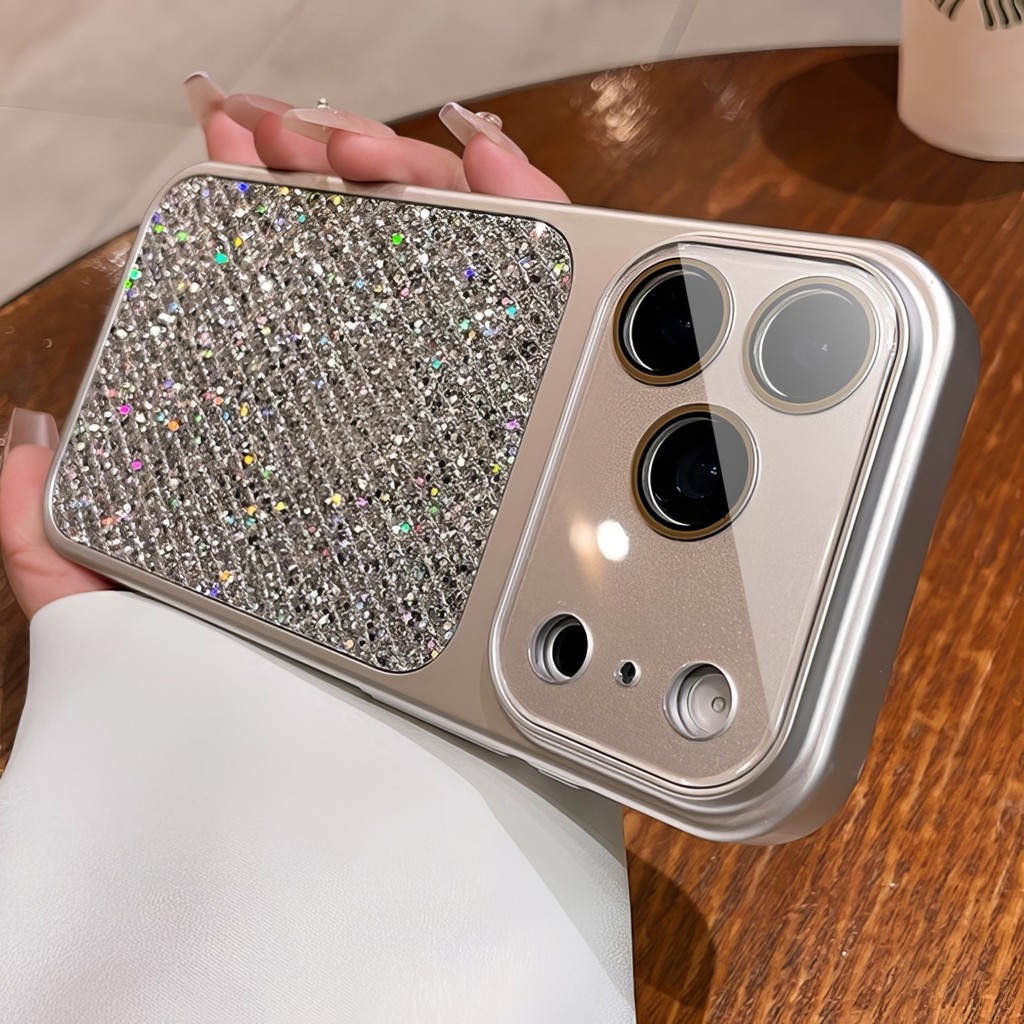 Aesthetic bling glitter สําหรับ iPhone 17 Pro 16 15 14 13 12 11 Pro Max ตัวป้องกันเลนส์ซิลิโคนกันกระแทก