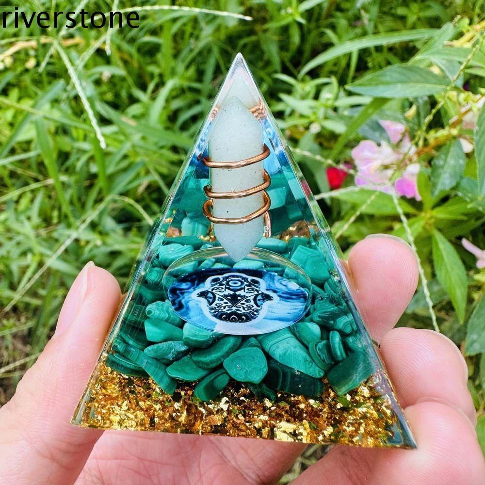 RIVERSTONE ตุ๊กตาพีระมิด, Fortune Lucky Drop กาว Evil Eye เครื่องประดับ, Art Carfts คริสตัลหินพลังงาน Orgone เรซิ่น Evil Eye พีระมิดตกแต่งงานฝีมือ