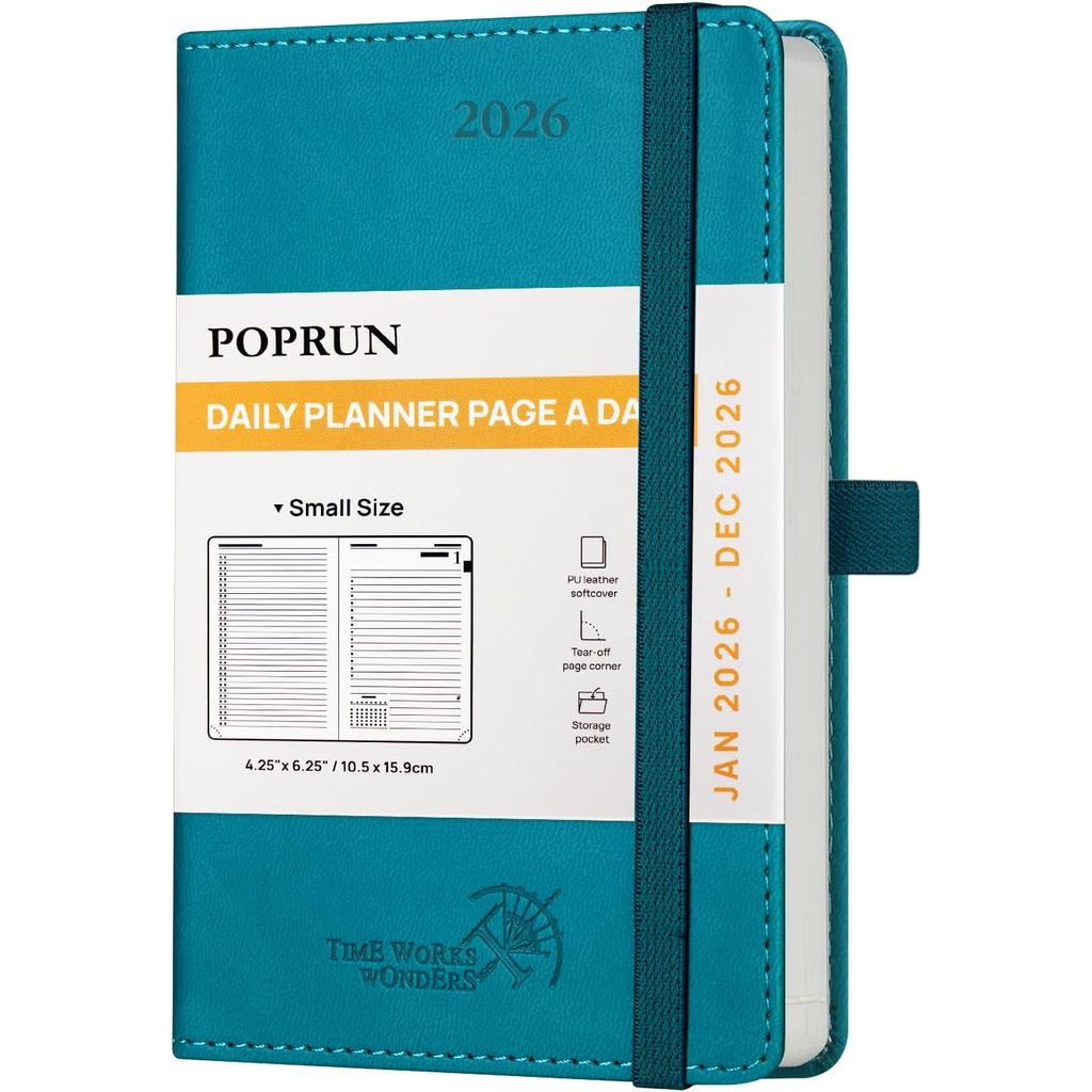 POPRUN Daily Planner 2026 (Jan - ธ.ค), (Purse Size-4.25" x 6.25") 2026 ปฏิทินรายวันเพียงหน้าละวันแม้