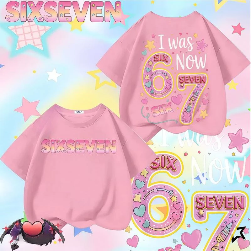 เด็กชายและเด็กหญิงแขนสั้น T เสื้อยืดเด็ก 6 7 (SIX SEVEN) ตัวการ์ตูน Tee หลวม Fit เสื้อยืด Unisex