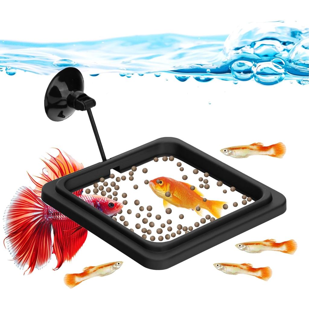แหวนให้อาหารปลา Aquarium Square Floating Food Feeder วงกลมดูดที่แข็งแกร่งถังปลาแหวนให้อาหารสําหรับ B