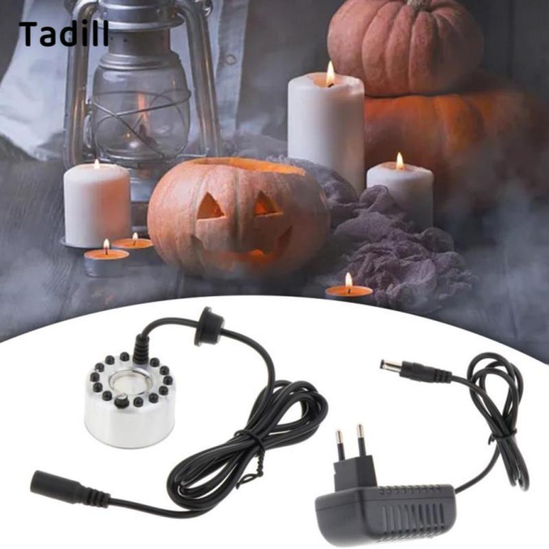 [negjsg] Pond Fog Machine Atomizer Air Humidifier 12 LED อลูมิเนียม EU อะแดปเตอร์ปลั๊กอเนกประสงค์เปลี่ยนสีสําหรับฮาโลวีน