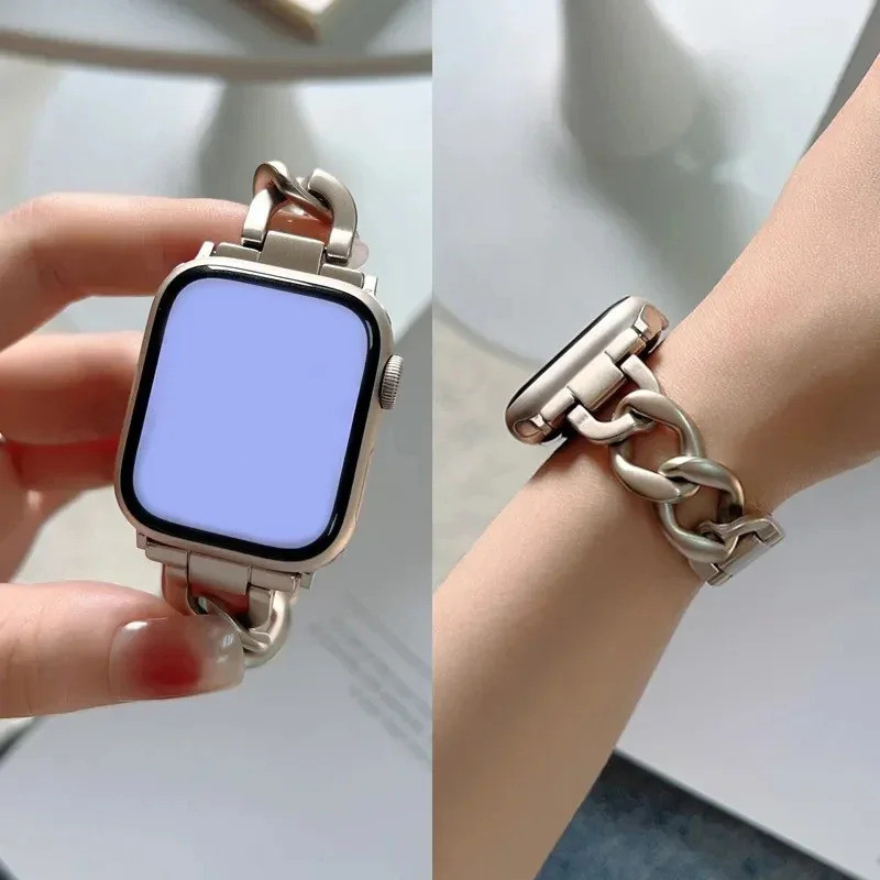 สายโลหะสําหรับ Apple Watch 10 Ultra 46mm 9 8 7 Band 42mm 45mm 41mm เข็มขัดผู้หญิงสร้อยข้อมือ iWatch 