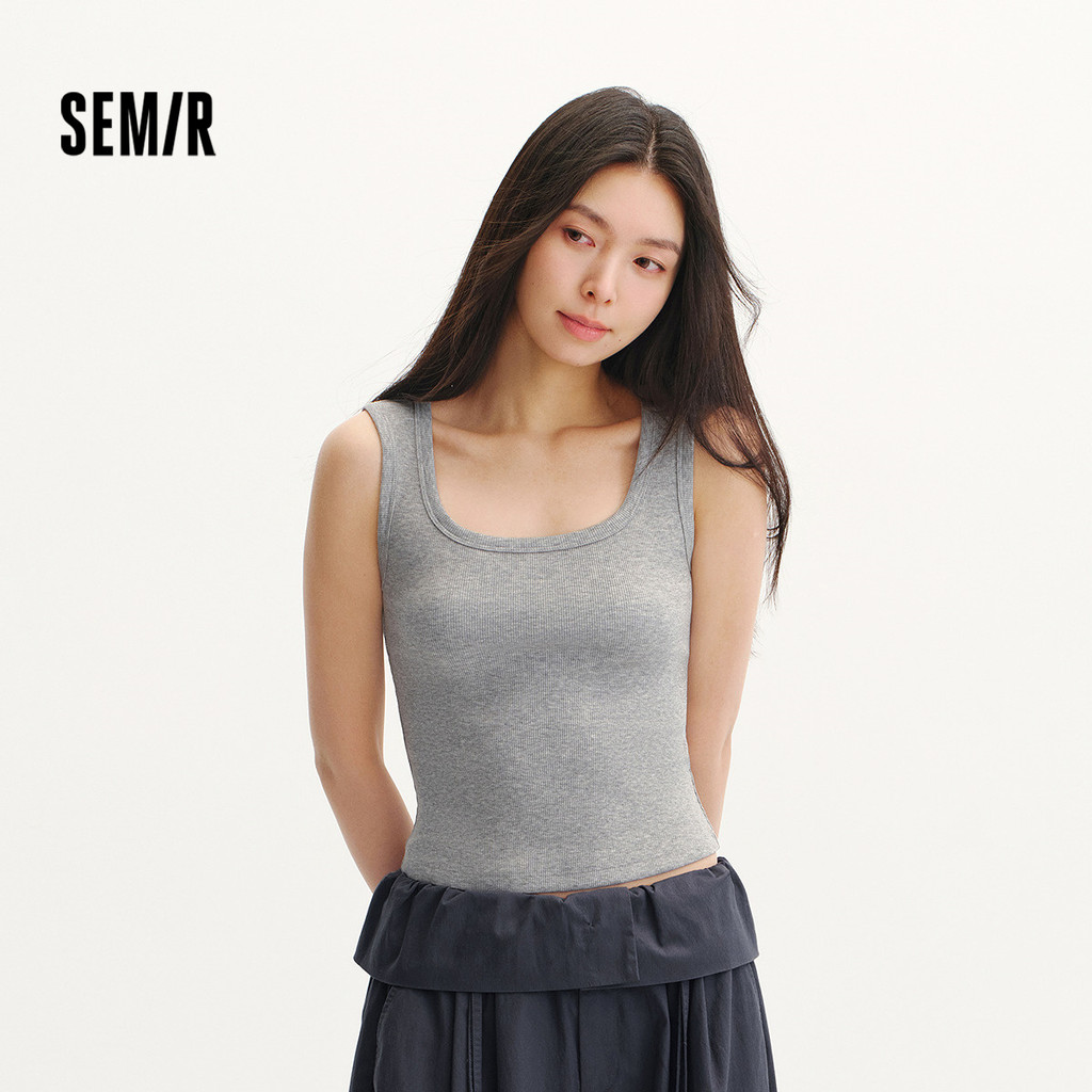 Semir Vest ผู้หญิงฤดูร้อนสั้น U คอ Solid Cooling 2026 ใหม่ Simple Top