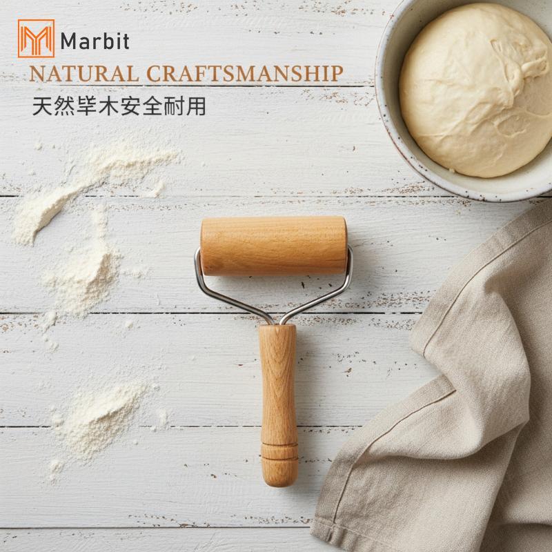 Marbit Rolling Pin Pastry และพิซซ่า Baker Roller ไม้เบเกอรี่เครื่องครัว Pastry Rolling Pin Pie Rolli