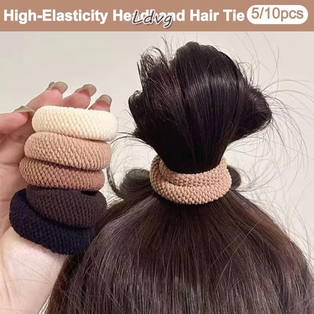 LDVG Scrunchies 5/10pcs - ยางยืดสูงทนทาน สไตล์บولدสำหรับจัดทรงและตกแต่งผมของคุณ