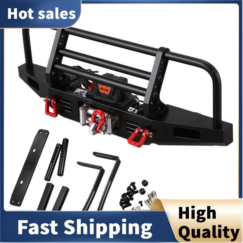 กันชนหน้าโลหะพร้อมระบบรีโมทคอนโทรล Winch สําหรับ 1/10 RC Crawler TRX4 SCX10 & SCX10 II 90046
