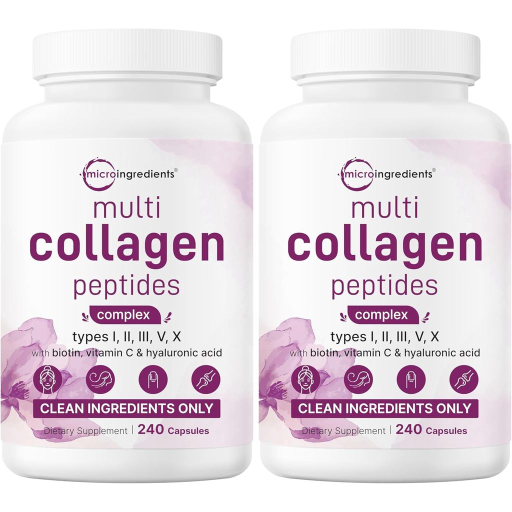 ไมโครส่วนผสม2แพ็คหลายคอลลาเจนเม็ดสําหรับผู้หญิงและผู้ชาย480แคปซูล | ประเภท I, II, III, V, X | Hydrol