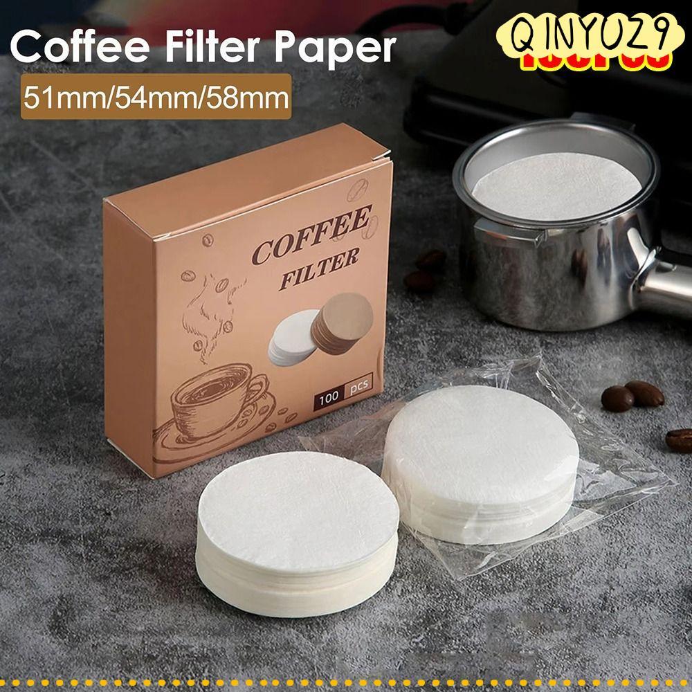 QINYUZ9QX 100 ชิ้นกระดาษกรองกาแฟ, Universal รอบกระดาษกรองน้ํา,ทนทานทิ้ง 51/53/58 มิลลิเมตร Espresso 