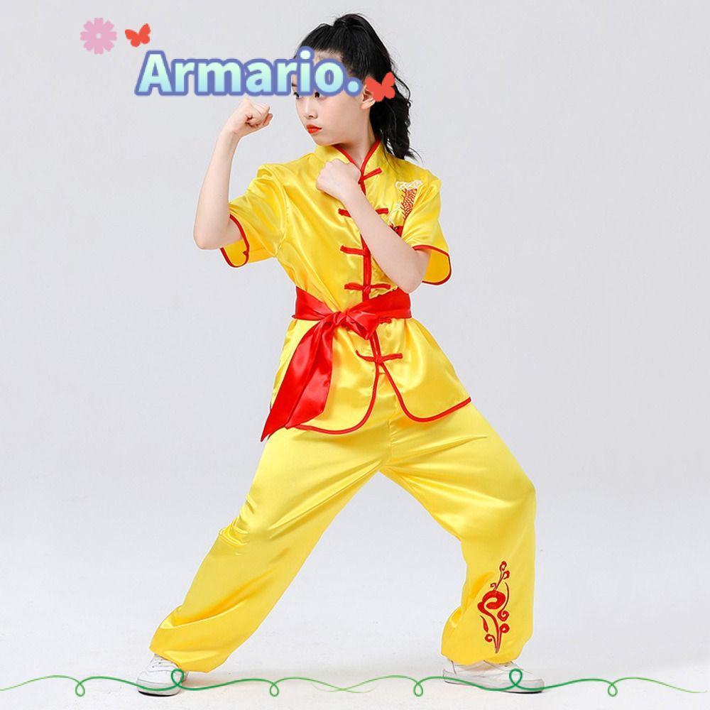 ARMARIO Wushu เครื่องแต่งกาย, ชุดกังฟูแขนยาว, แฟชั่น Wushu Performance แบบดั้งเดิมด้วยเข็มขัดแบบดั้ง