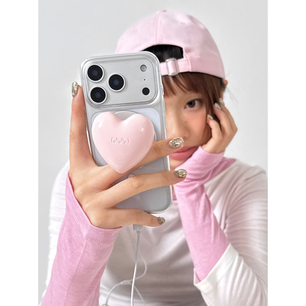 2026 สไตล์ใหม่ hehehe club สามมิติรักที่วางโทรศัพท์แม่เหล็กสีชมพูเงินถุงลมนิรภัยน่ารักเหมาะสําหรับ M