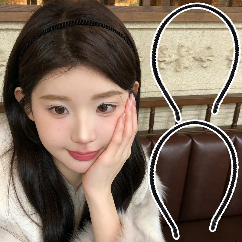 ที่คาดผมแฟชั่น 5 ชิ้นสำหรับผู้หญิง แบบยืดหยุ่น สีดำคลาสสิก ทำจากผ้าสักหลาดบางและเนียน