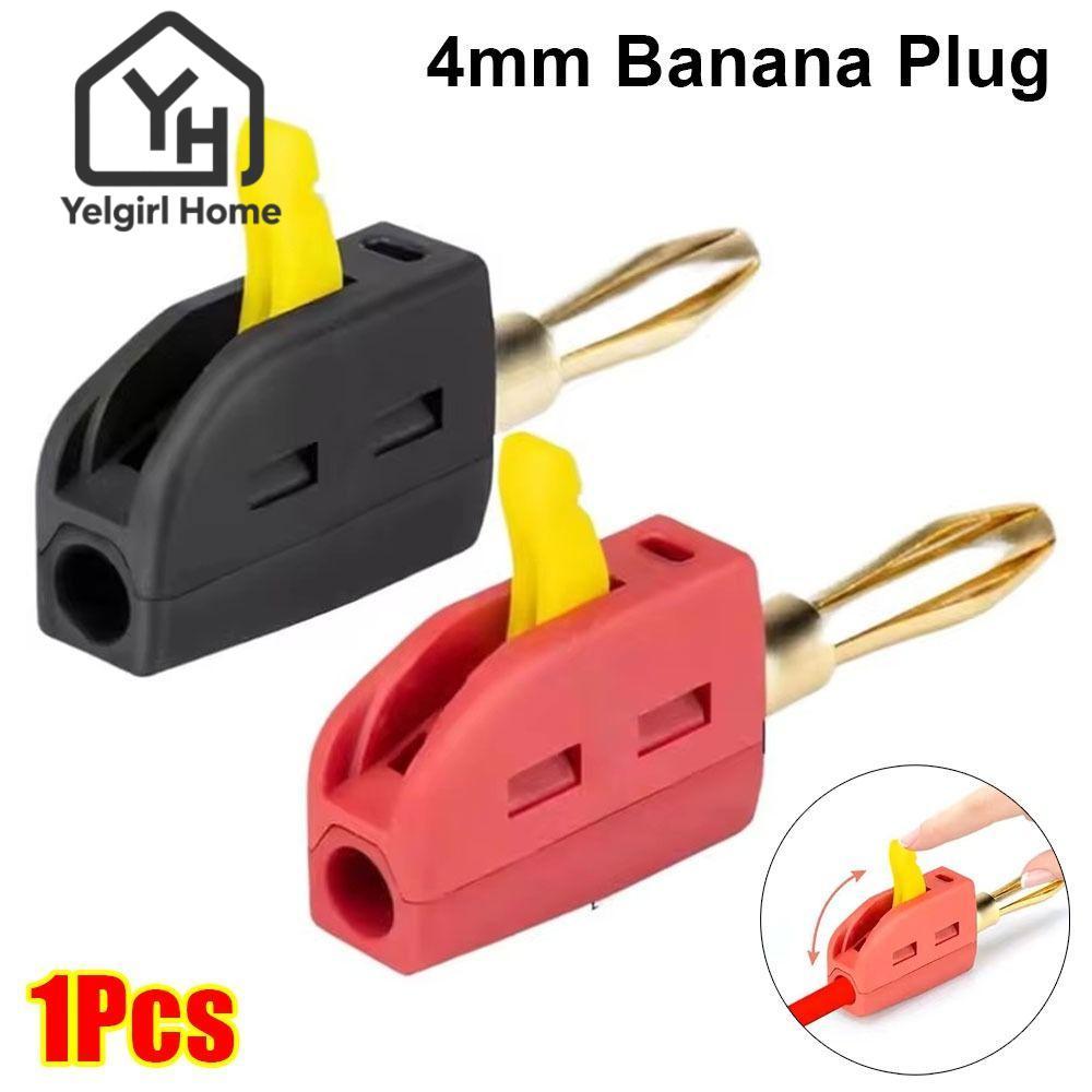 YELGIRLB 1 ชิ้น Quick Connect Banana Jack, ทองเหลือง Solderless Banana Plug, ทนทานสูง 32A 4 มม.สายไฟ