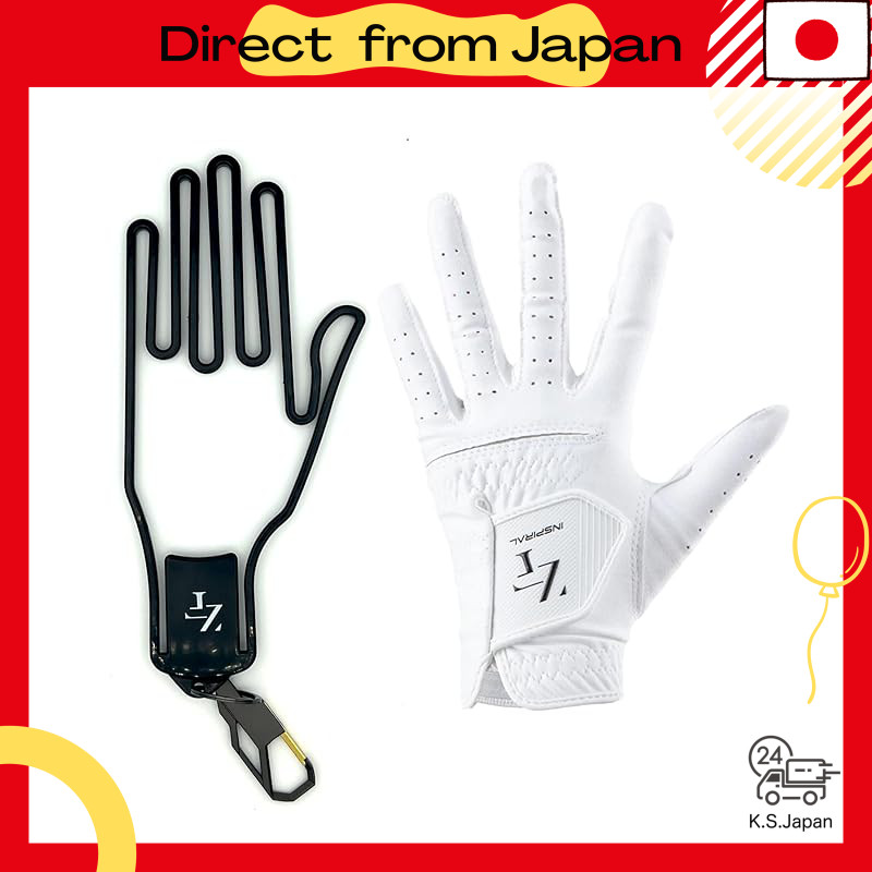 【ZEROFIT】Inspiral Glove & Glove Hanger Set / Golf Glove Golf Apparel Non-Slip Grip (White, 19cm, Lef