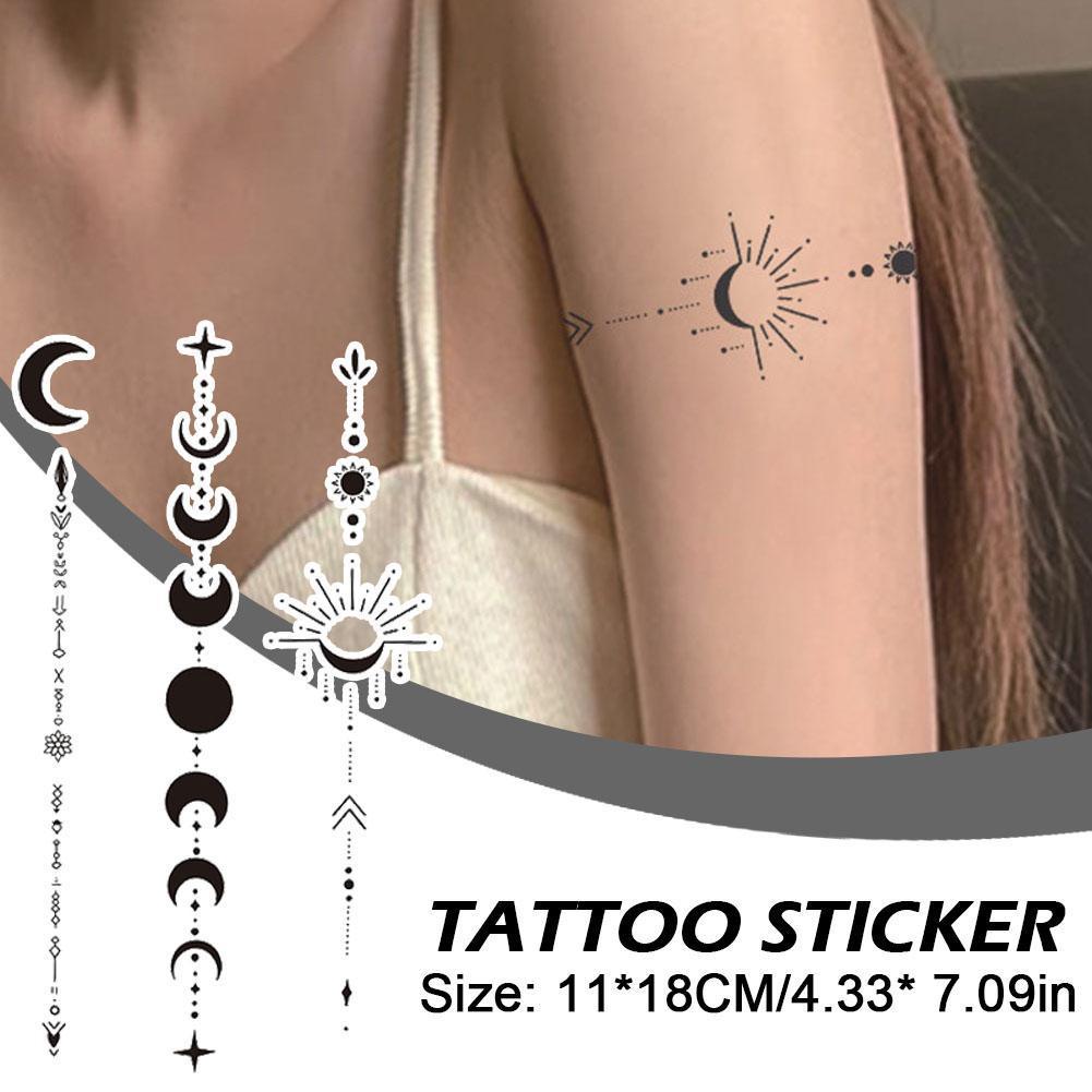 สติ๊กเกอร์รอยสักชั่วคราวกันน้ํา Moon Sun Star ติดทนนาน N7t8