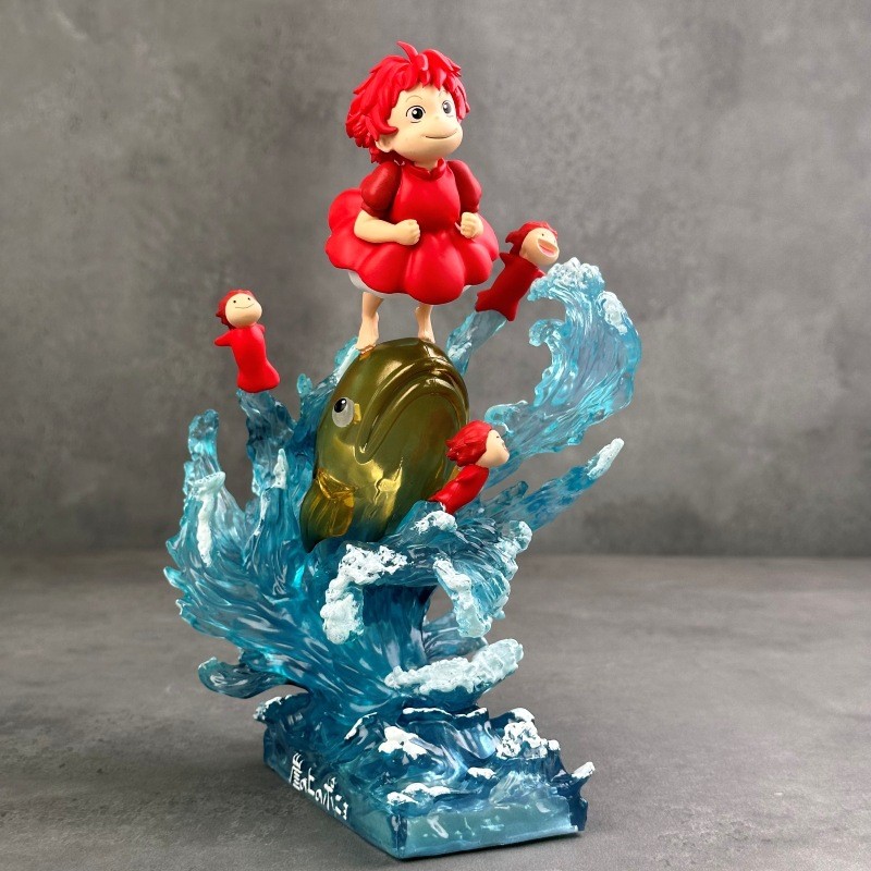Ponyo และ Sosuke Shenyin Ponyo สามารถส่องสว่างรูปปั้นของขวัญประณีตรูปอะนิเมะชุด 3.28