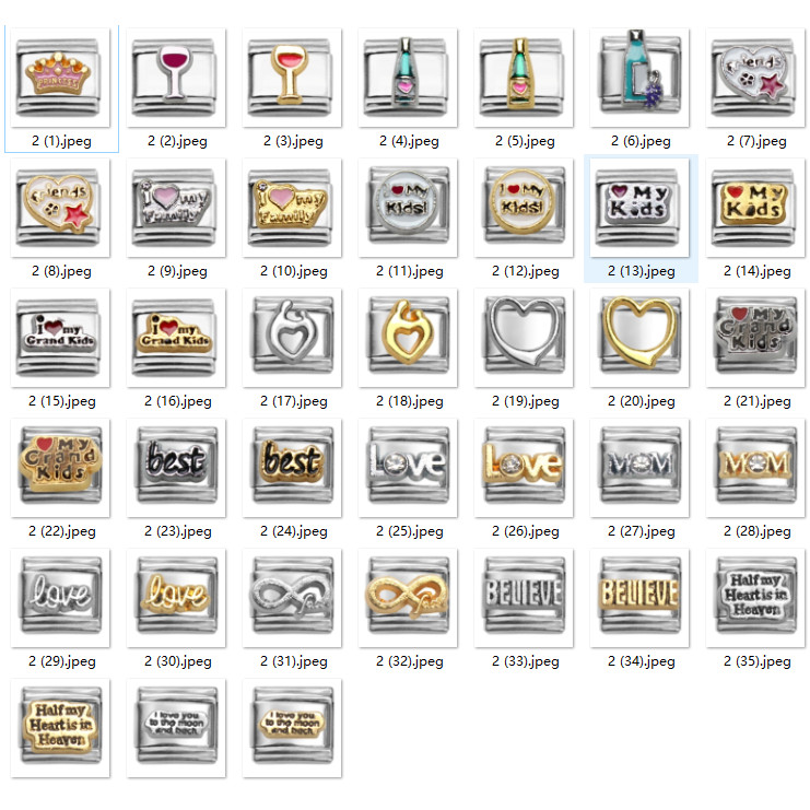 สร้อยข้อมืออิตาลีสแตนเลสพร้อมcharms linksและmodula ตัวคล้อง ขนาด9มม.สำหรับDIYและทำเป็นของขวัญ