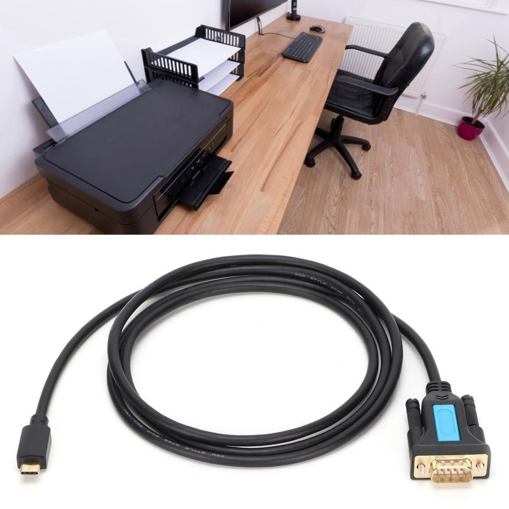USB to DB9 Serial Adapter RS232 Type C สายแปลงสําหรับเครื่องสแกนเนอร์ PC Modem Printer รองรับ 10/8/7