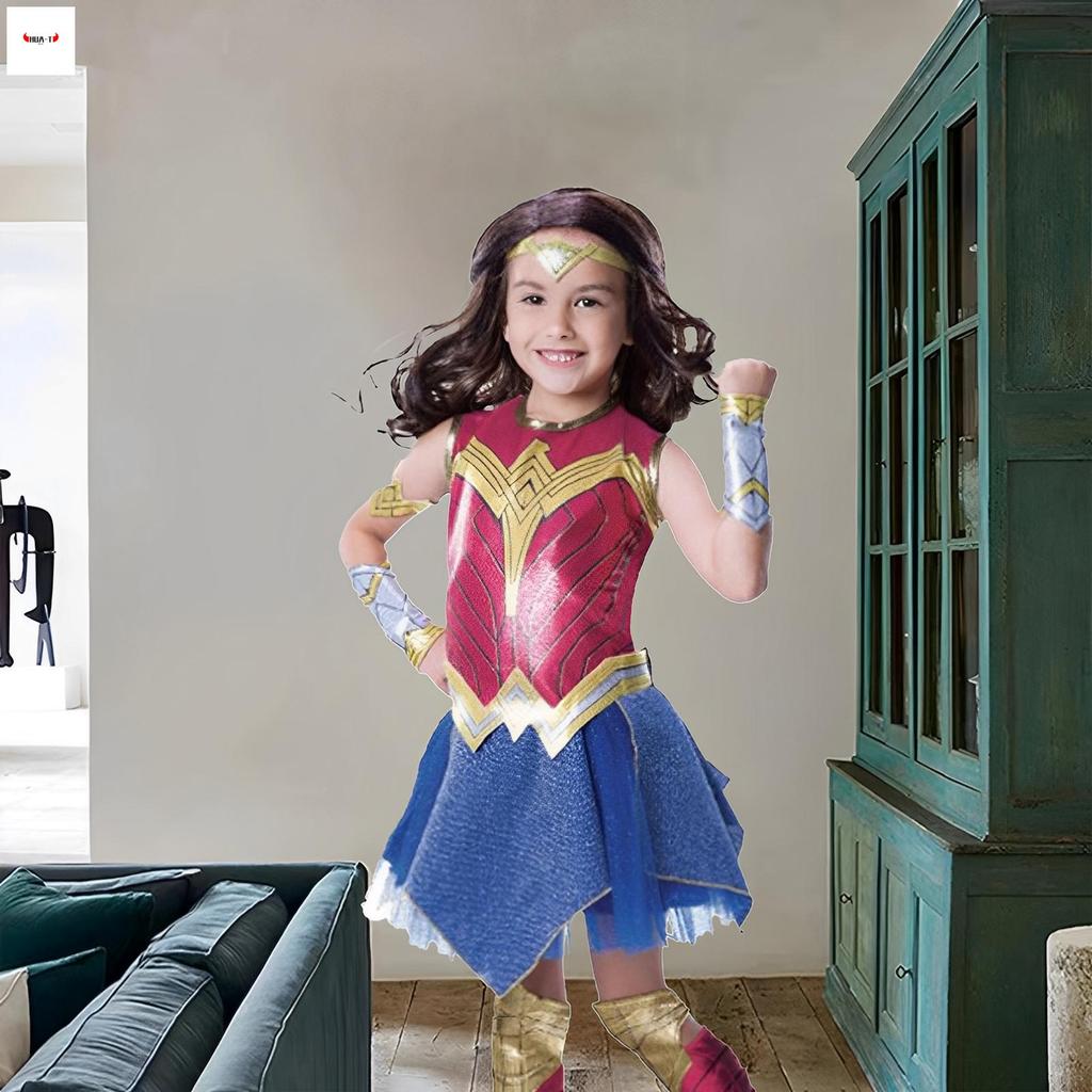 ชุดคอสเพลย์ Wonder Woman สำหรับเด็กผู้หญิง ชุดเดรสตัวละครภาพยนตร์ ใช้ได้ในงานHALLOWEEN