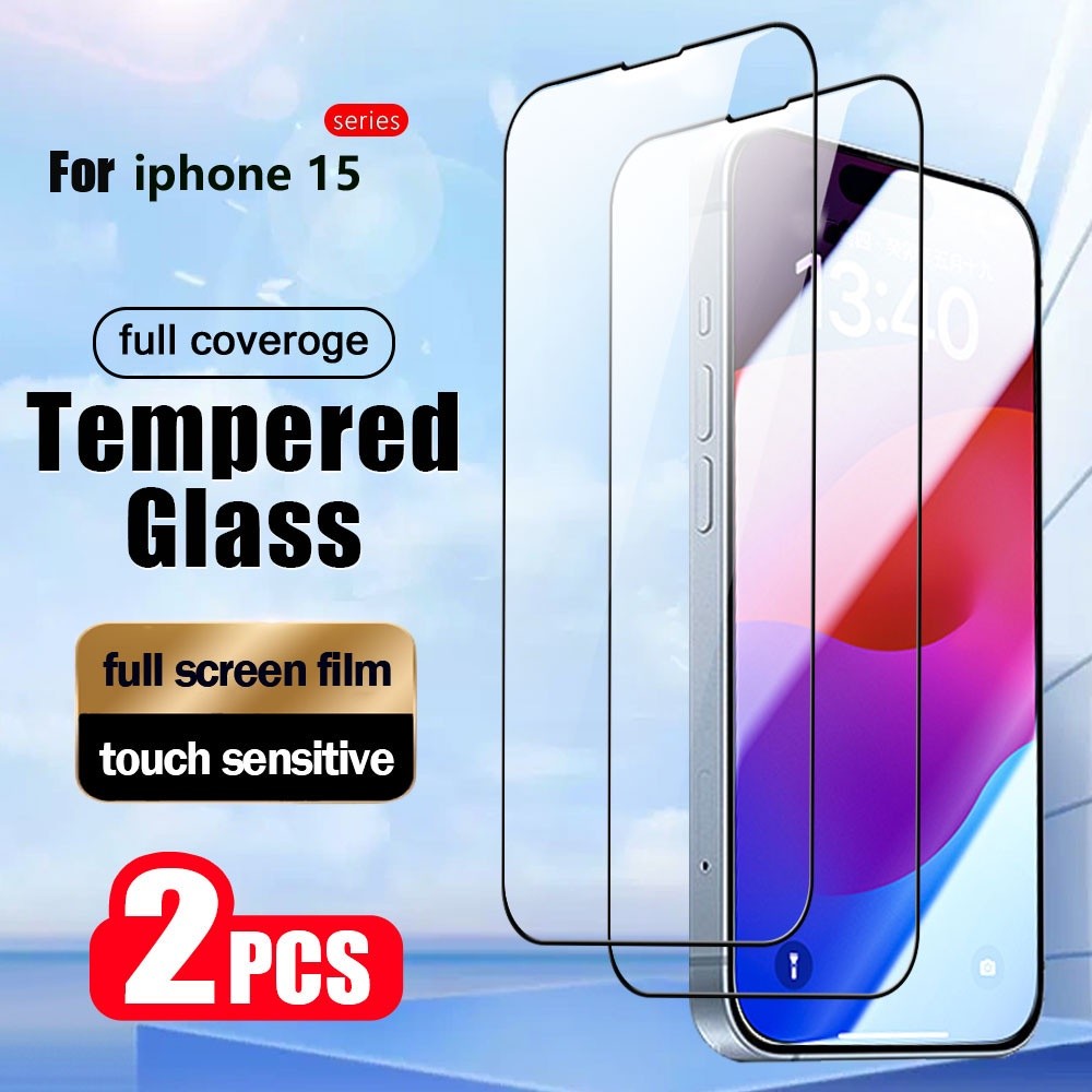 2 ชิ้น 9H สําหรับ iPhone17E 16 15 Ultra 14 plus X XS XR 11 12 13 mini pro max กระจกนิรภัยป้องกันฟิล์
