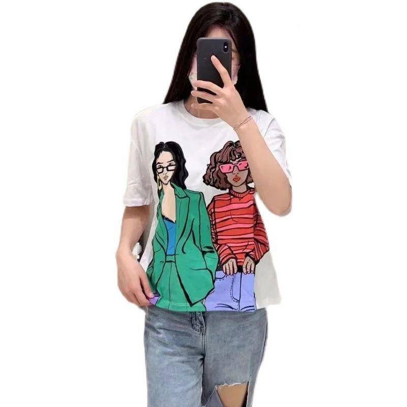 ZARA ซาร่า เสื้อผ้าผู้หญิงใหม่/เสื้อยืดคอกลมแขนสั้นพิมพ์ลายแฟชั่น/เสื้อยืด 24213523 ราคา ถูกที่สุด ดีลบีเคเค แกลเลอรีภาพที่ 5
