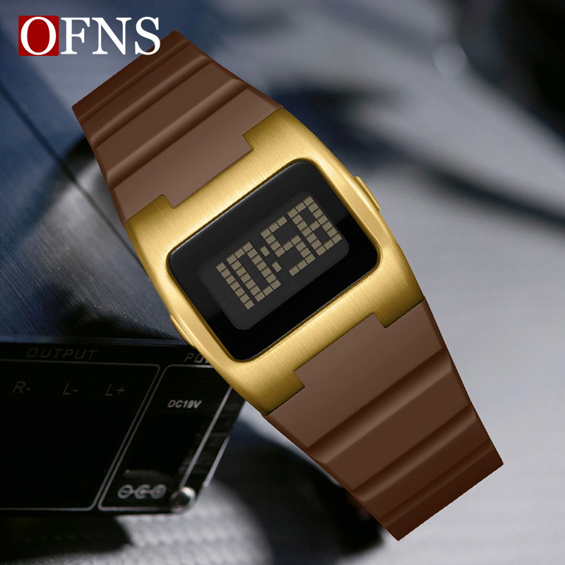 OFNS Square Chronograph Digital Watch, Y2K Retro Fashion, นาฬิกาสปอร์ตกันน้ําสําหรับเด็กผู้ชายและเด็