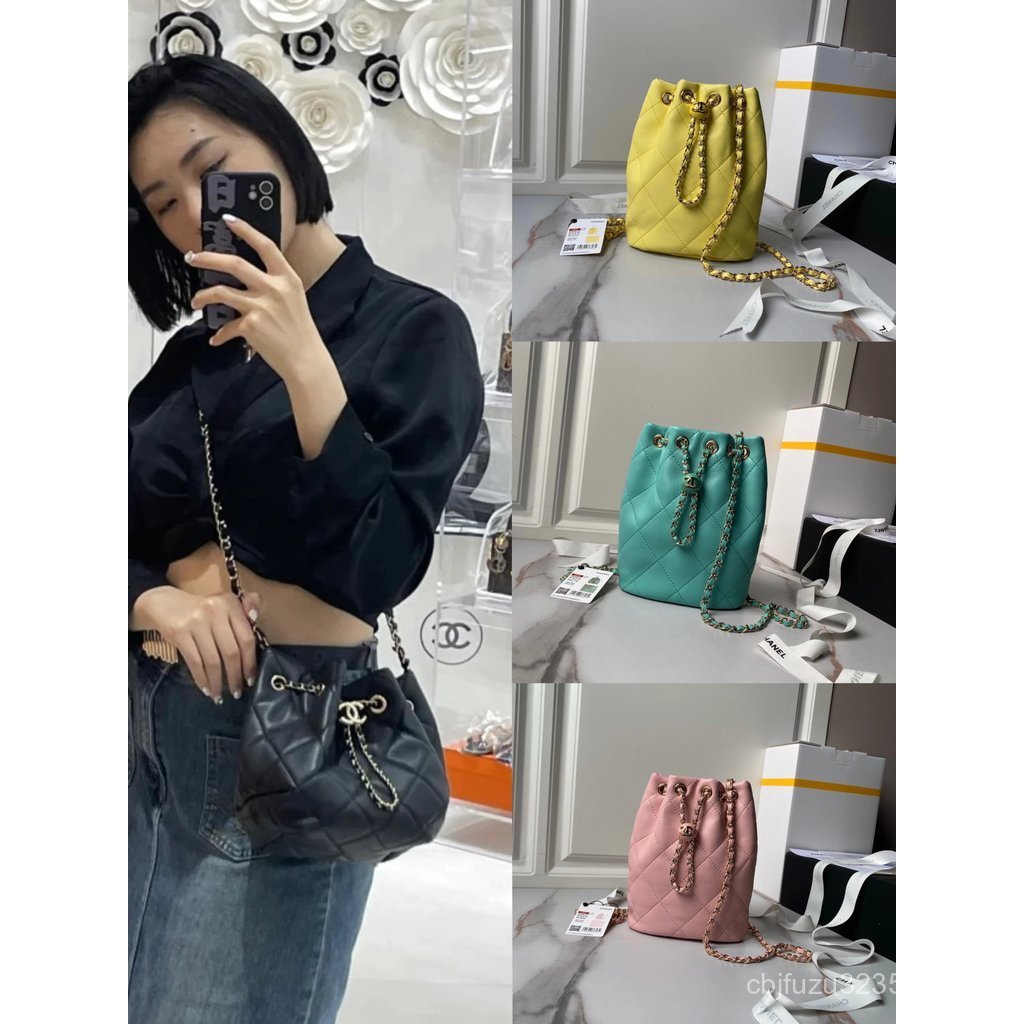 Chane124s ดีไซน์สีสันสวยงาม Golden Ball Bucket กระเป๋าเป้สะพายหลังและMessenger Bag AS4810