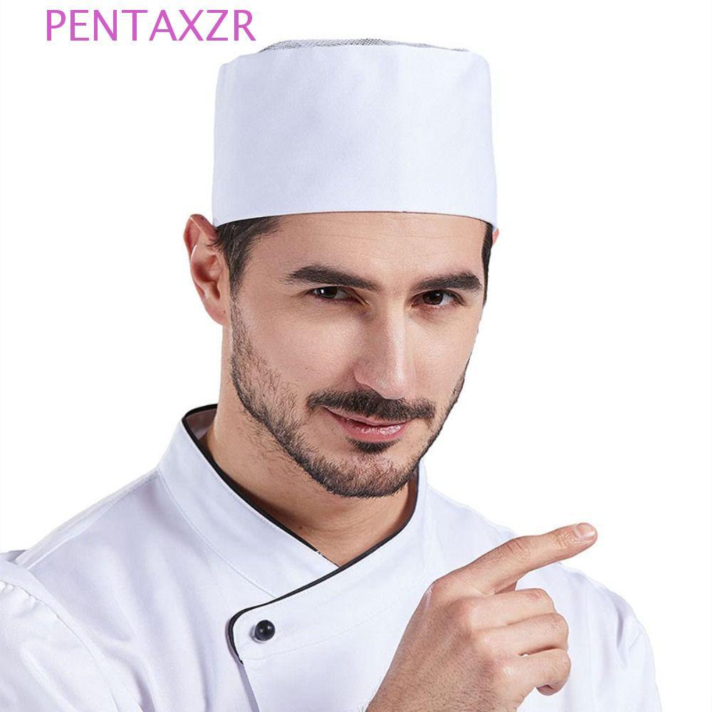 PENTAXZR Breathable Sushi Cap, สไตล์ญี่ปุ่น WIth Mesh Top Chef Flat Top Caps, หมวกทํางาน Adjutable Strap Single Layered Black Chef Hat Coffee Shop