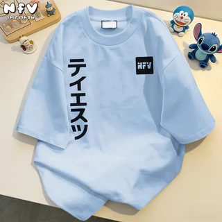 【จัดส่งตลอด 24 ชั่วโมง】NFV แฟชั่นเกาหลี💕เสื้อยืดแขนสั้นคอกลม ลวดลายแฟชั่น Oversized ทรงหลวม ผ้าฝ้าย YG4718