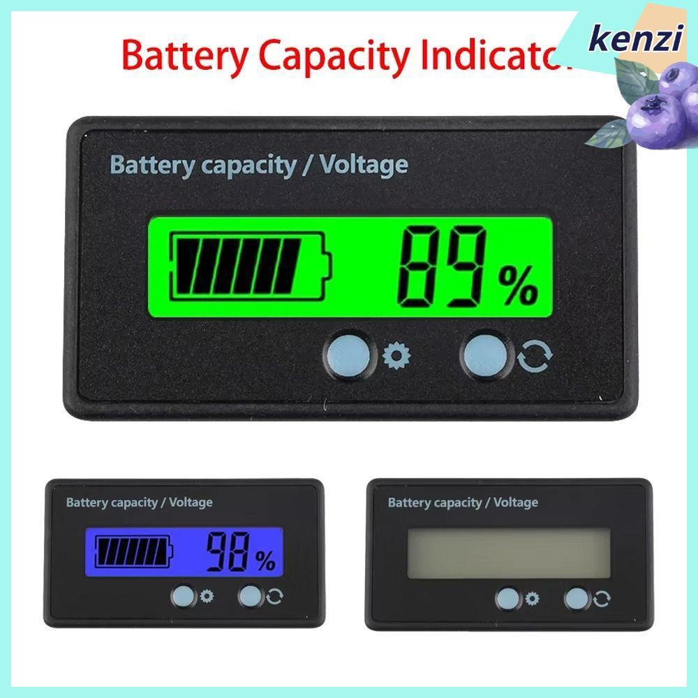 KENZI 1 ชิ้นตัวบ่งชี้ความจุแบตเตอรี่, เกจวัดเปอร์เซ็นต์ DC 12V 24V 36V 48V 60V 72V วัดแบตเตอรี่, พร้อมปลุกการตั้งค่าด้านหน้าและปุ่มพลาสติกแรงดันไฟฟ้าเมตร