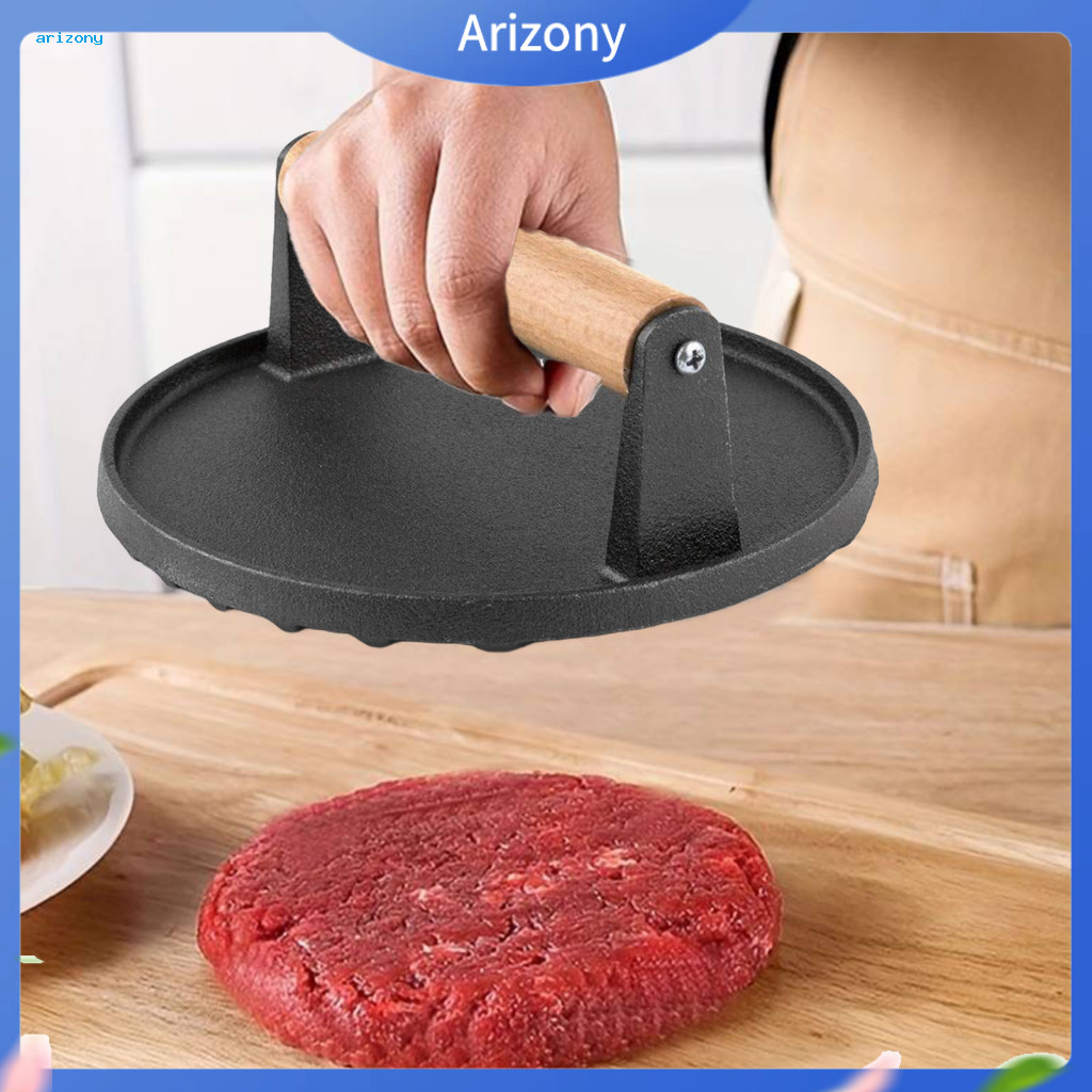penstok Non-stick Surface Meat Press เหล็กหล่อแบนย่างกดเนื้อสําหรับย่าง – Round Cast Iron Bacon Burg