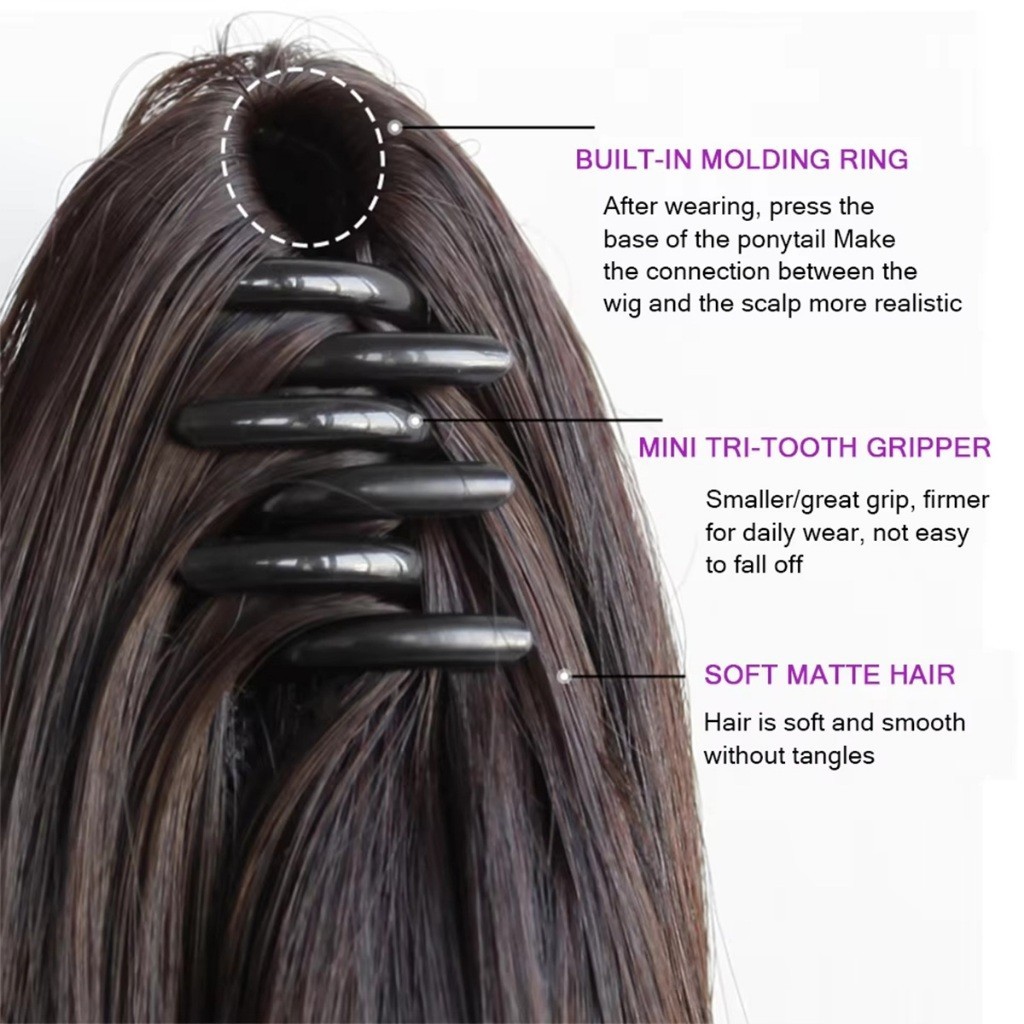 ยาว30CM แฮร์พีชหางม้า วิกผม ชิ้นหนา ดูเป็นธรรมชาติสุดๆ กิ๊บหนีบตัวใหญ่ แบบตรงสั้น 2สีให้เลือก - รูปที่ 6