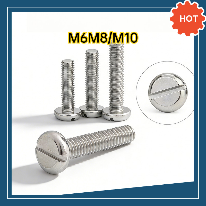 304 สแตนเลส one-slot สกรูหัวทรงกระบอก GB65 สกรู slotted หัวกลม bolt M6M8/M10DX-TH