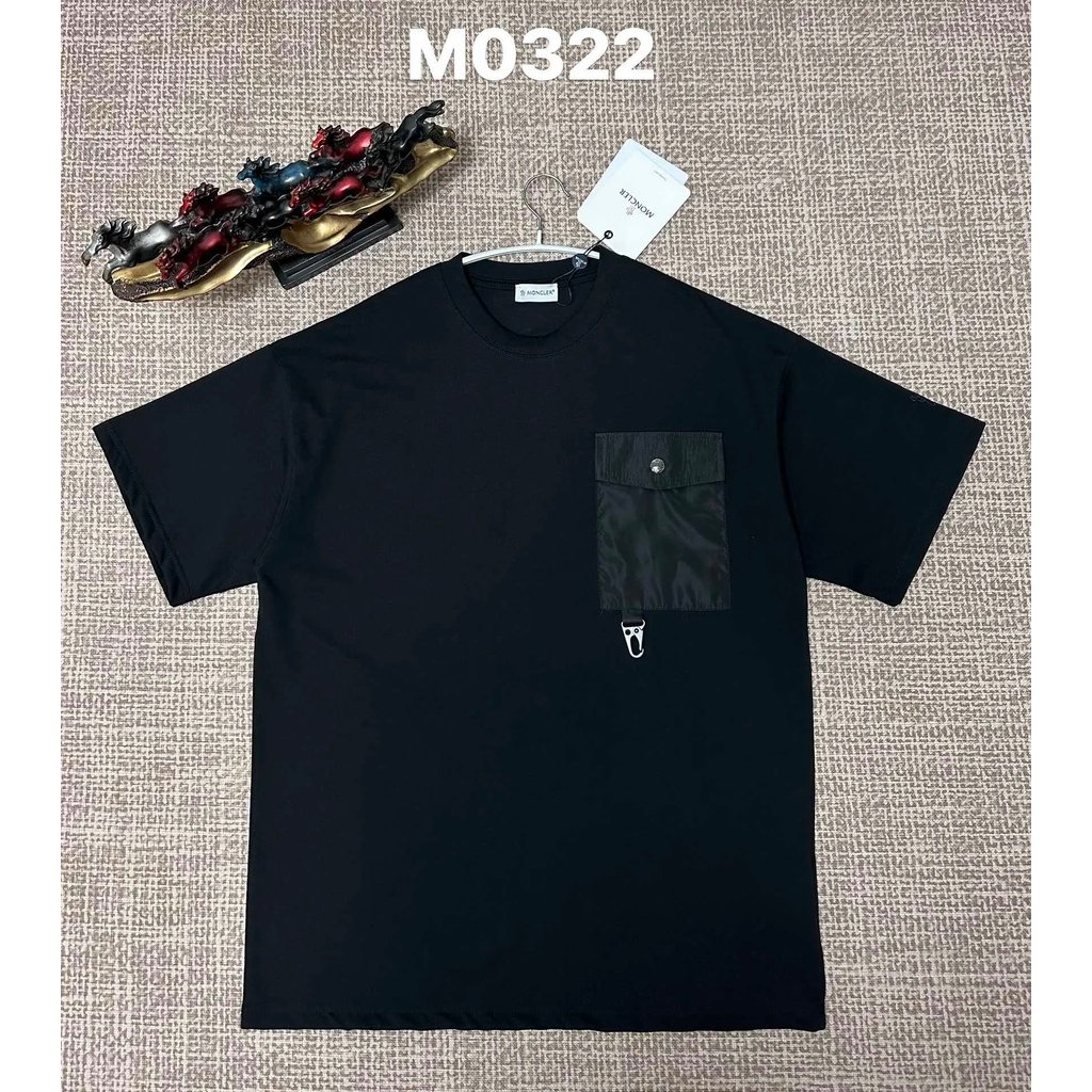 รุ่นยอดนิยม Masked Flap Pocket Design Casual Simple สบาย All-Match รอบคอแขนสั้นเสื้อยืด OS รุ่นหลวม 