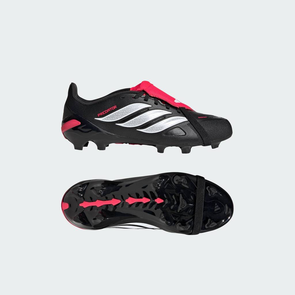 adidas ฟุตบอล รองเท้าฟุตบอลพร้อมลิ้นพับได้ Predator League Firm Ground สำหรับเด็ก เด็ก สีดำ JR5888