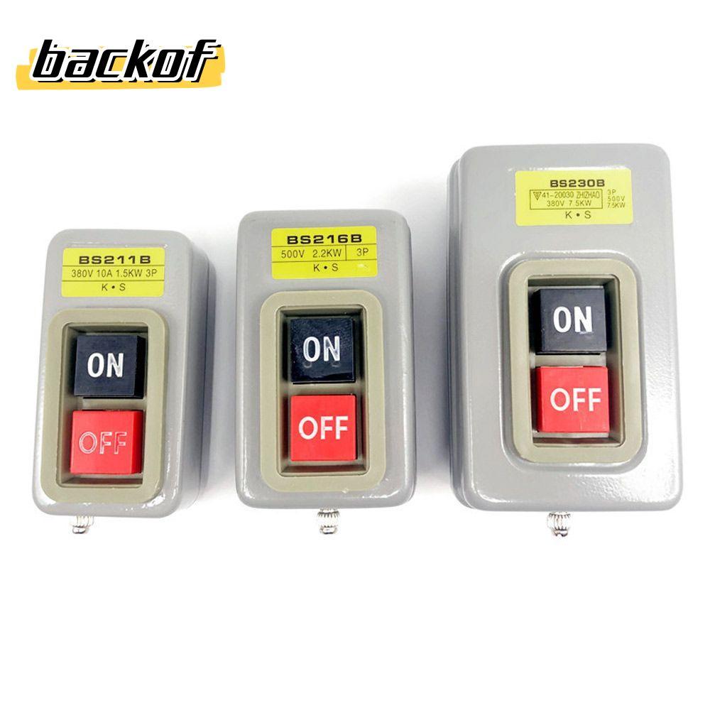 สวิตช์ปุ่มสตาร์ท BACKOF 1.5/2/3.7/7.5KW มอเตอร์สามเฟสปลอดภัย BS-2111/216/230