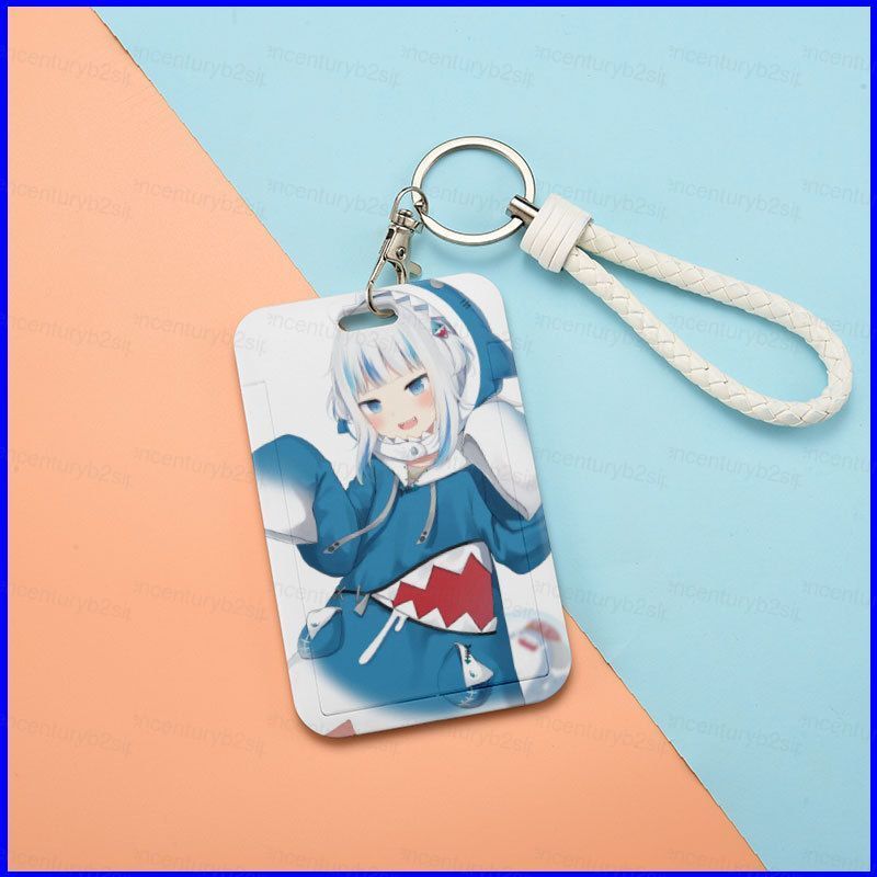 G2P Hololive Vtuber Guwr Gura ผู้ถือบัตรอะนิเมะการ์ดพวงกุญแจ Bus ID Cardholder พร้อมโซ่ของขวัญ P2G