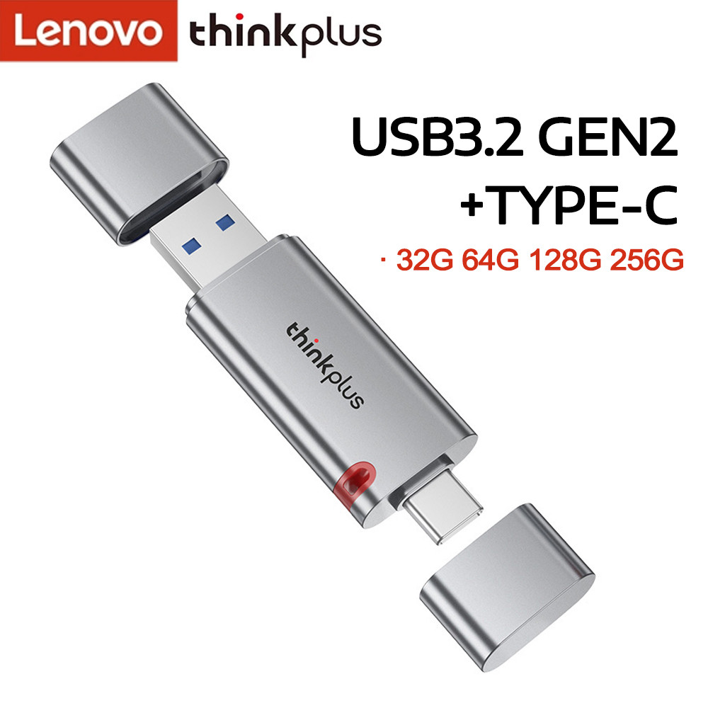 Lenovo USB แฟลชไดรฟ์ U Disk OTG Flashdrive Pendrive Type C USB 3.2 Gen2 2-in-1 อินเทอร์เฟซคู่